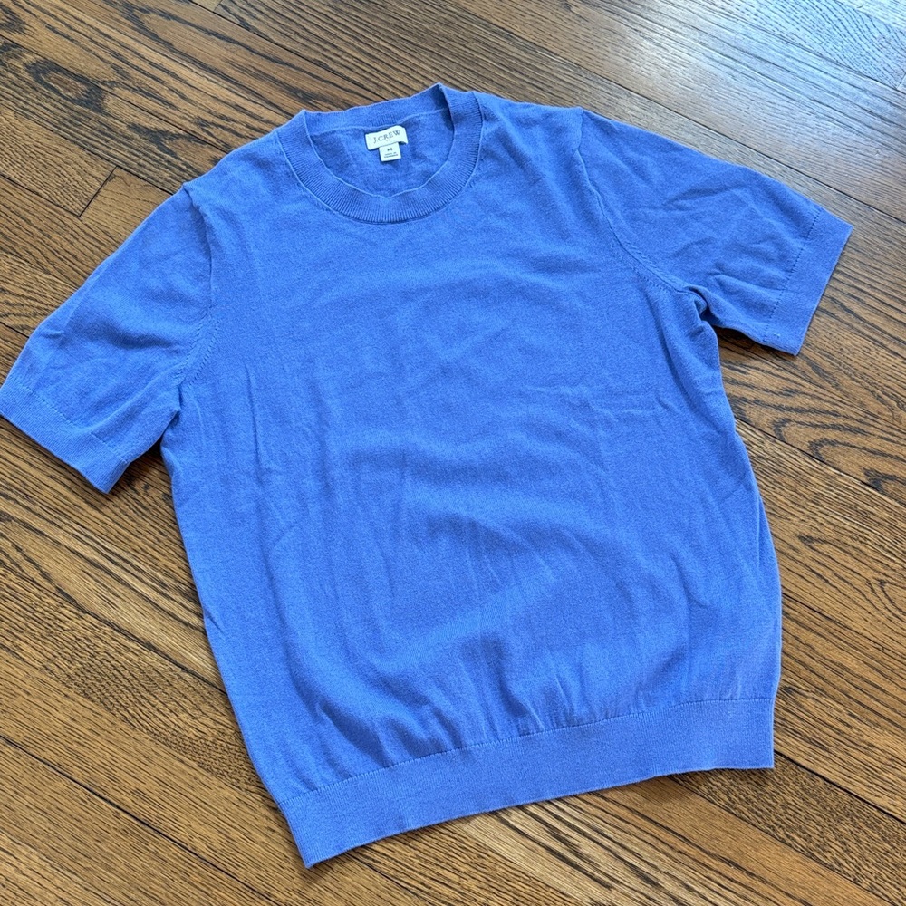 J. Crew purple Short Sleeve cotton knit lightweight sweater, M